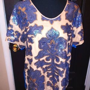 Neiman Marcus By Taylor Reece Sequin Top Xs